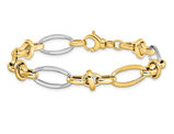 14K White and Yellow Gold Polished Link Bracelet (7.75 Inches)